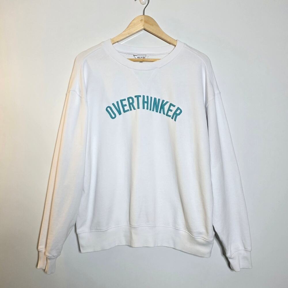 Wildfox "Overthinker" Crew Neck  terry Cloth Fleece Sweatshirt Size Large